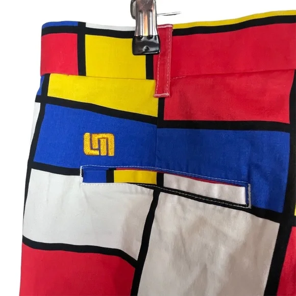 Loudmouth Golf Shorts Men's size 36 Color Block Red Black Blue Yellow - Picture 4 of 7